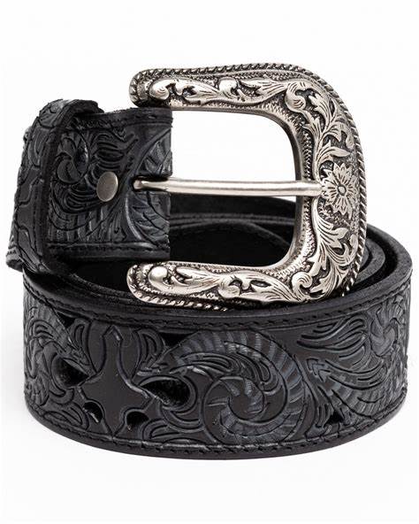 Shyanne Women's Cross Filigree Western Belt Black