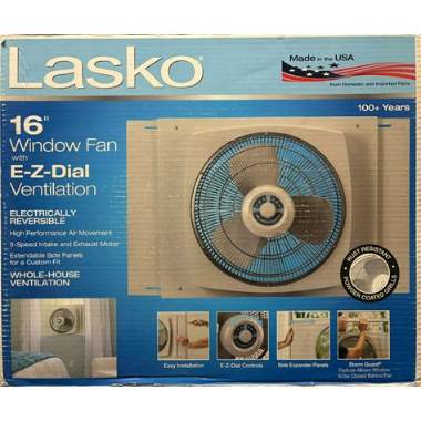 Lasko 16" Electrically Reversible Window Fan with Storm Guard 16900G