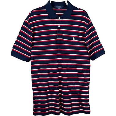 Polo Ralph Lauren Men's Striped Pima Cotton Polo, Navy/Red, XL