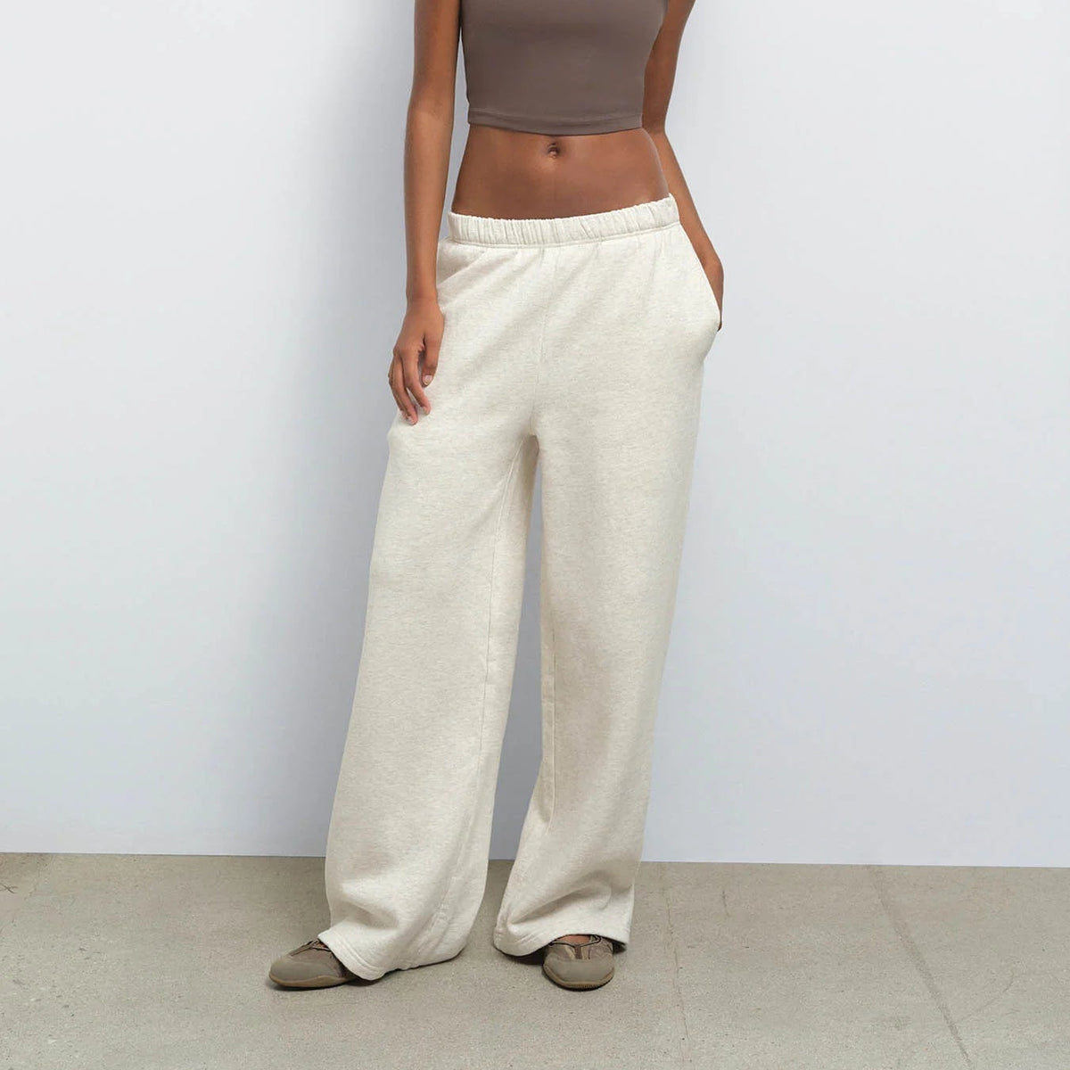 *MATE - Organic Fleece Straight Leg Sweatpant, Heather Oat, XS