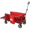 Ozark-Trail Folding Camping Wagon with Tailgate & Extension Handle, Heavy-Duty Collapsible Cart for Outdoor, Beach, Garden, Sports, Utility Storage, Compact, All-Terrain Wheels, Red Polyester Fabric