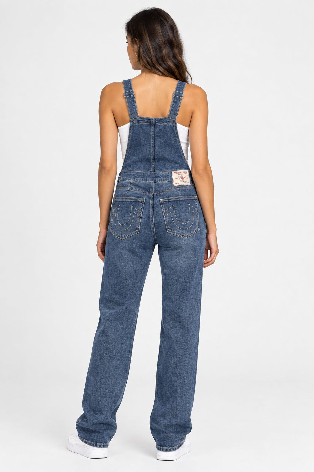True Religion Women's Blue Jean Overalls, XL
