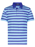 Wtr Lfe - Men's Fairway Striped Polo with UV50, Light Blue/Navy - Size Medium