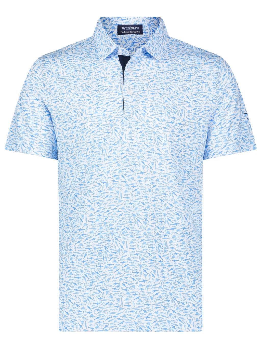 WTR LFE - Men's UV50 Predator Print Polo, Light Blue - Size M