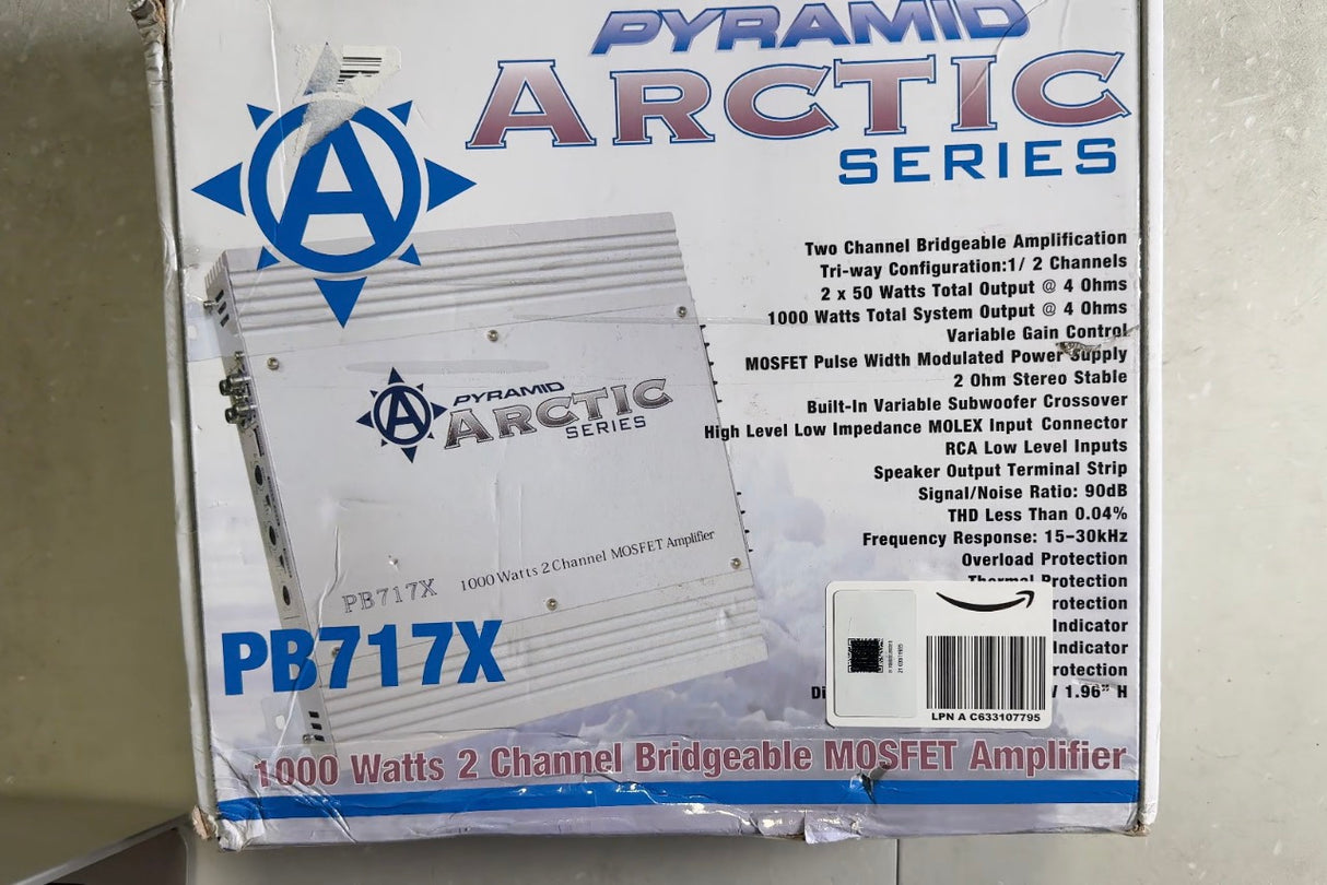 Pyramid 2 Channel Car Stereo Amplifier - 1000W Dual Channel Bridgeable High Power MOSFET Audio Sound Auto Small Speaker Amp Box w/ Crossover, Variable Gain Control, RCA IN/OUT, LED Indicators PB717X