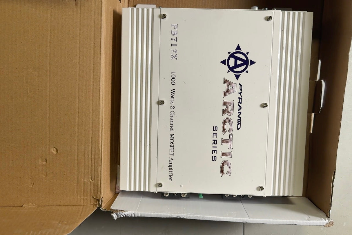 Pyramid 2 Channel Car Stereo Amplifier - 1000W Dual Channel Bridgeable High Power MOSFET Audio Sound Auto Small Speaker Amp Box w/ Crossover, Variable Gain Control, RCA IN/OUT, LED Indicators PB717X