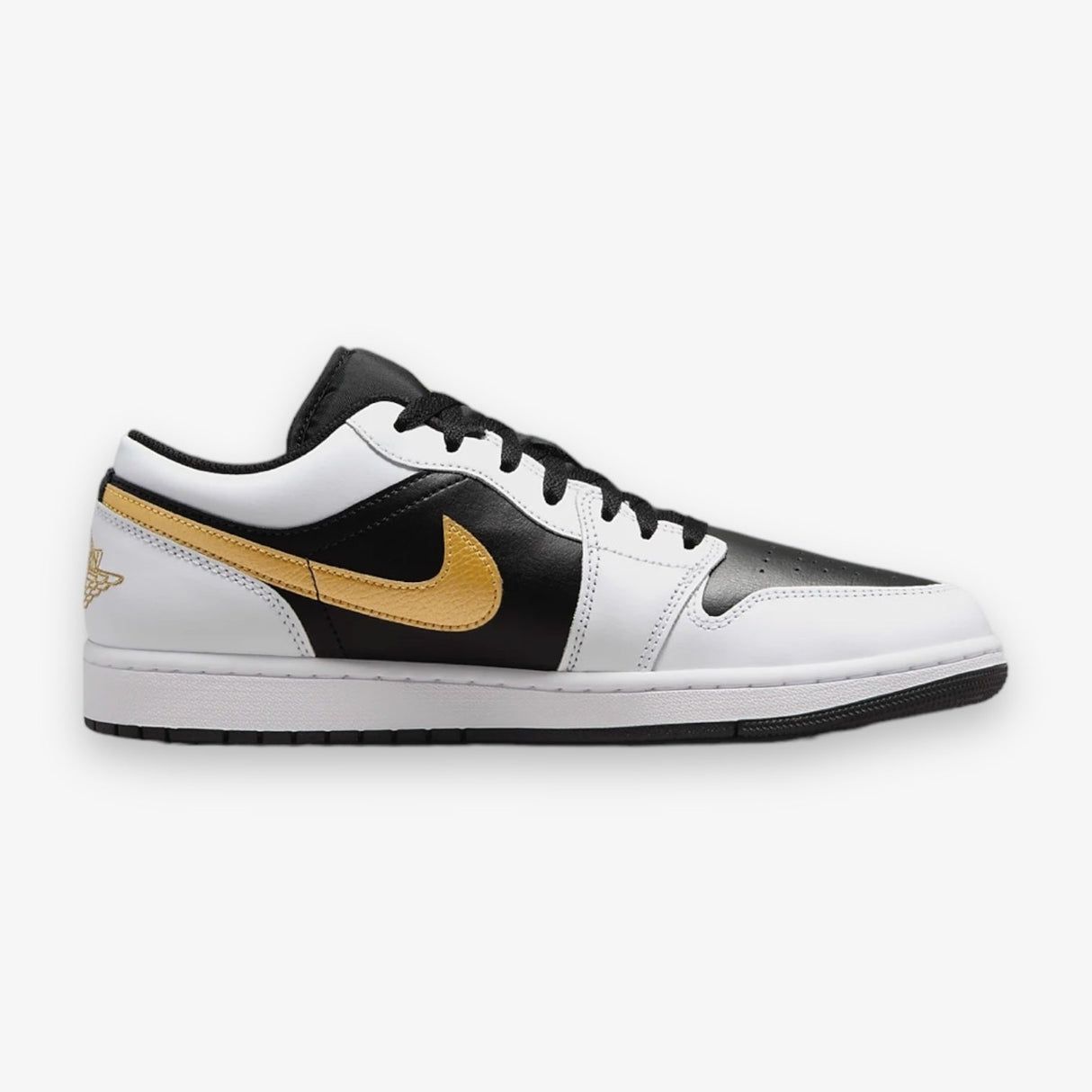 Men's AIR JORDAN 1 LOW White/Metallic Gold-black Size: 8