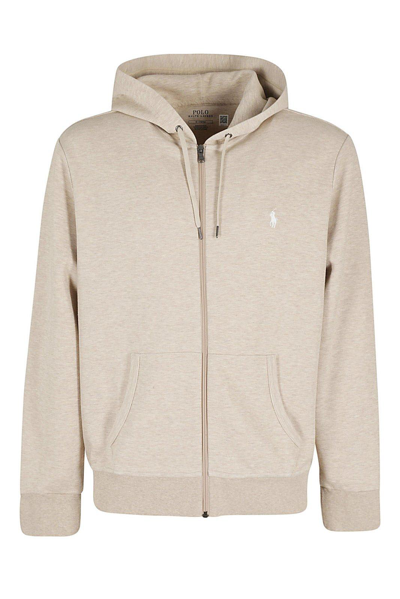 Polo Ralph Lauren Ls Double Kn It Tech Fullzip Hoodie-Sand Heather NWT