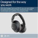HP - Poly Voyager Surround 80 UC Microsoft Teams Certified USB-C Headset +USB-C/A Adapter