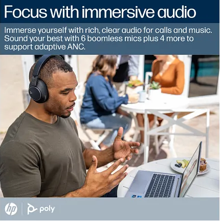 HP - Poly Voyager Surround 80 UC Microsoft Teams Certified USB-C Headset +USB-C/A Adapter