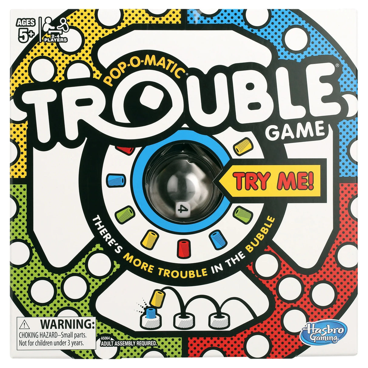 Hasbro Gaming Trouble Board Game for Kids Ages 5 and Up 2-4 Players (Packaging may vary)