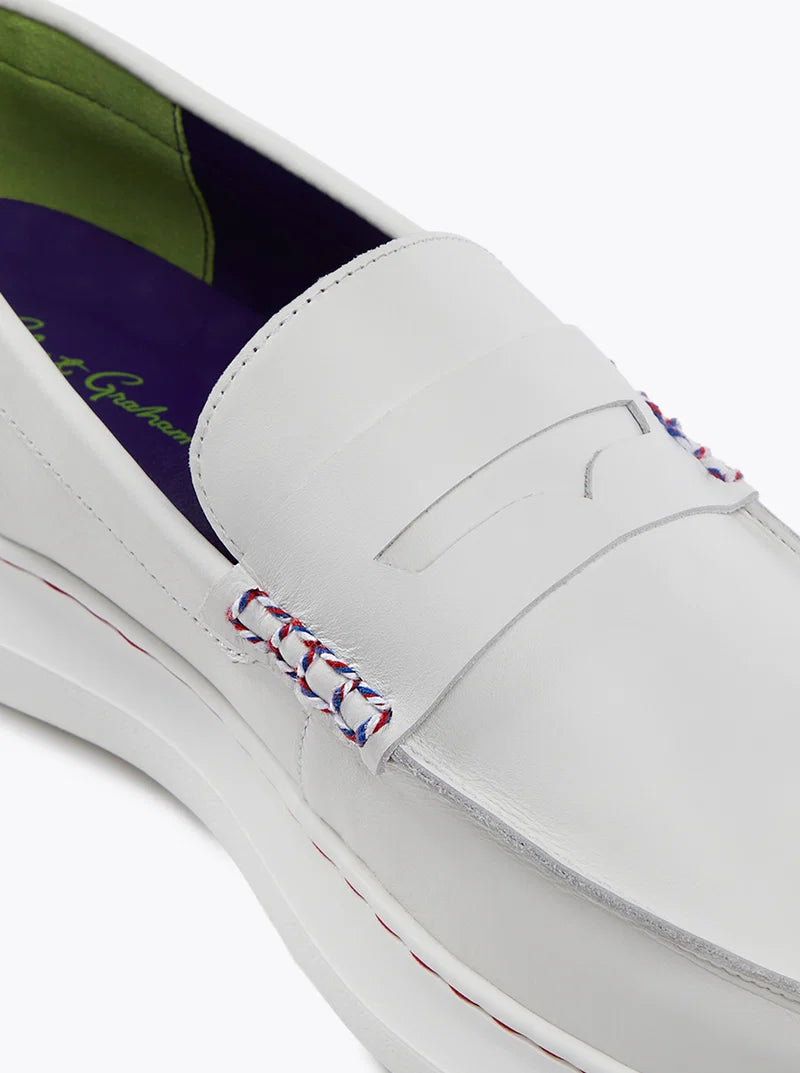 ROBERT GRAHAM Men's Fischer Loafer - White - 13D