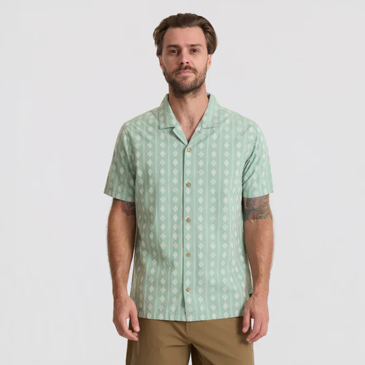 Roark Gonzo Short Sleeve Woven Hazy Blue Jacquard Shirt - Size XL