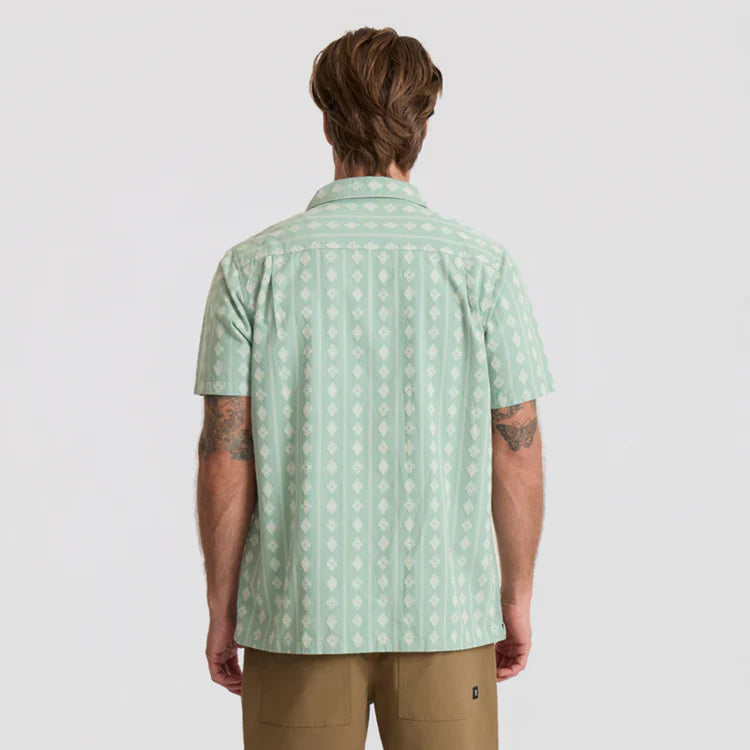 Roark Gonzo Short Sleeve Woven Hazy Blue Jacquard Shirt - Size XL