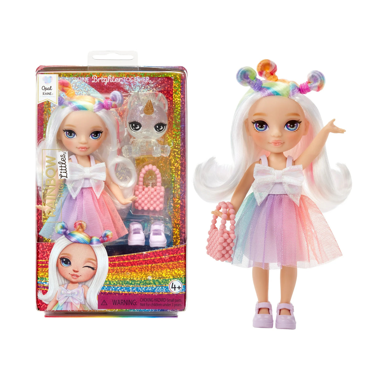 Rainbow High Littles – Opal Raine, Rainbow 5.5" Posable Small Doll with Purse, Magical Pet Unicorn, Girls Toy Gift, Kids Ages 4-12 Years