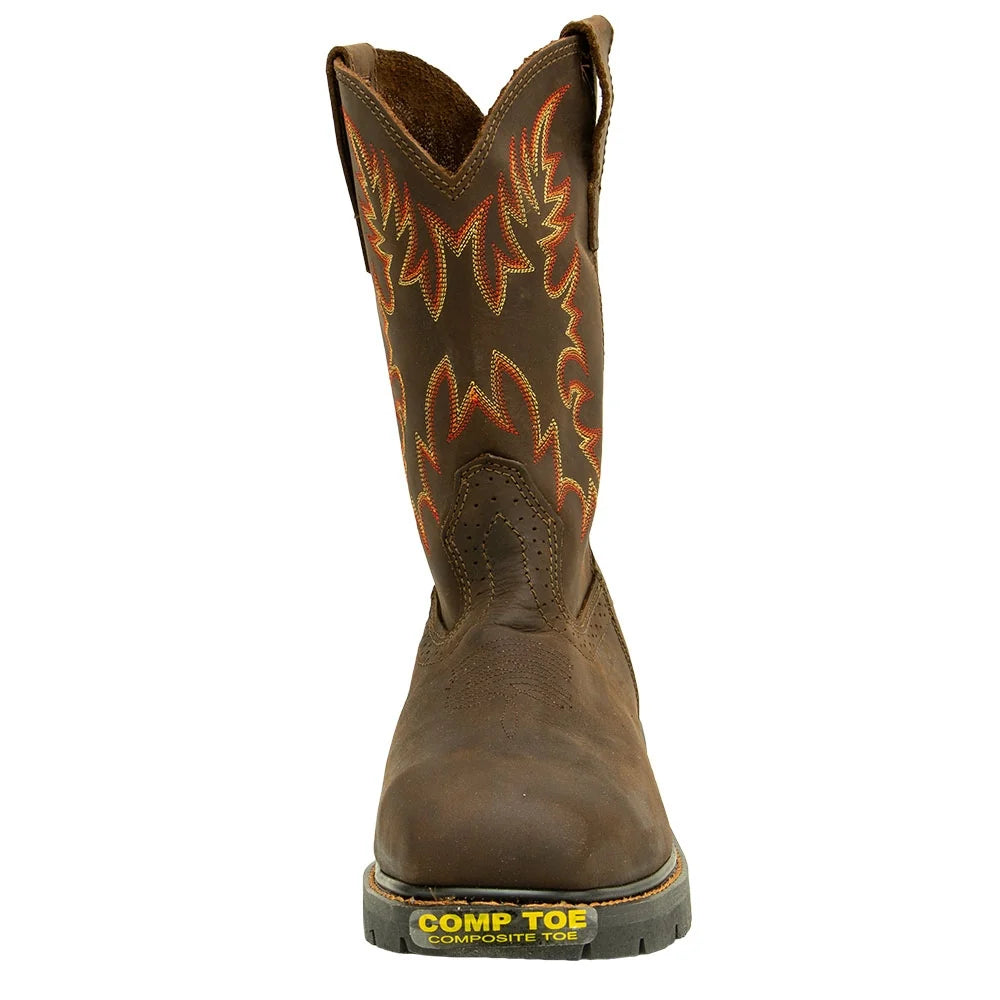 Rhino Premium Square Toe Western Work Boot in Bark, Men's 7.5