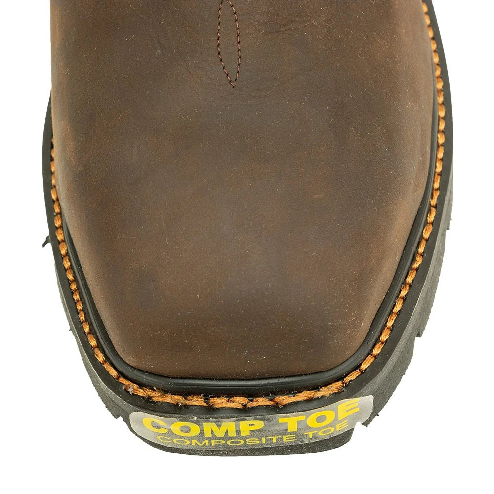 Rhino Premium Square Toe Western Work Boot in Bark, Men's 7.5