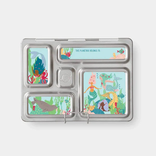 PlanetBox Rover Stainless Steel Lunch Box Set Mermaid Lagoon Removable Magnets