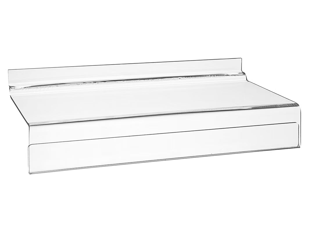 Uline Slatwall Acrylic Shelves with Sign Lip - 10 x 4" (S-18609) - 6 per Box