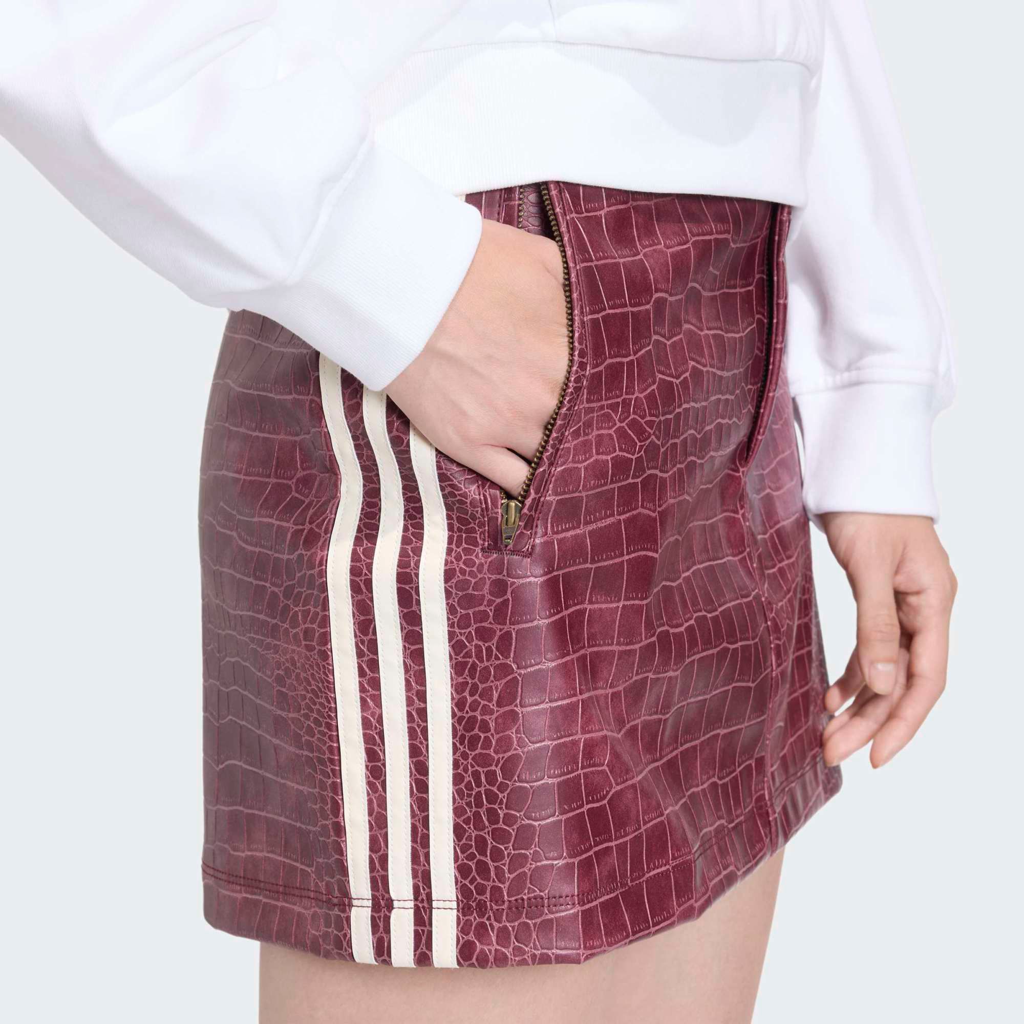 adidas ORIGINALS Women's Pleather Mini Skirt - Maroon - Size 2