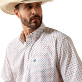 ARIAT Men's Noam Classic Fit Button Down Shirt in White Multi Geo Print - LG