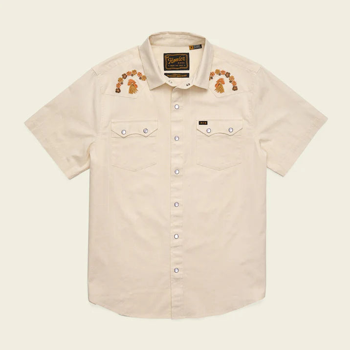 Howler Bros Men's Crosscut Deluxe Shortsleeve Shirt - Fowl Play: Off White Dobby - XL