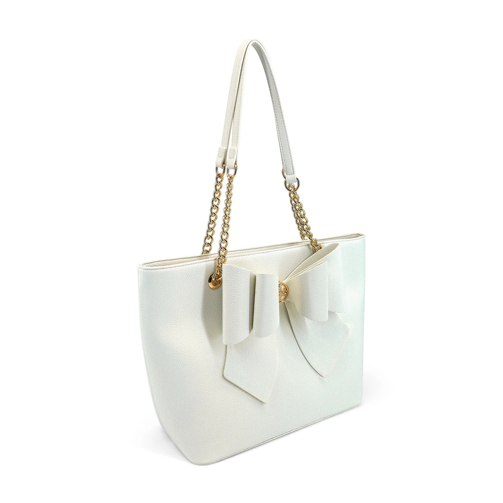 CROSSI New York Pebbled Faux Leather Tote Bag - White - Style Code: S2CX03WT