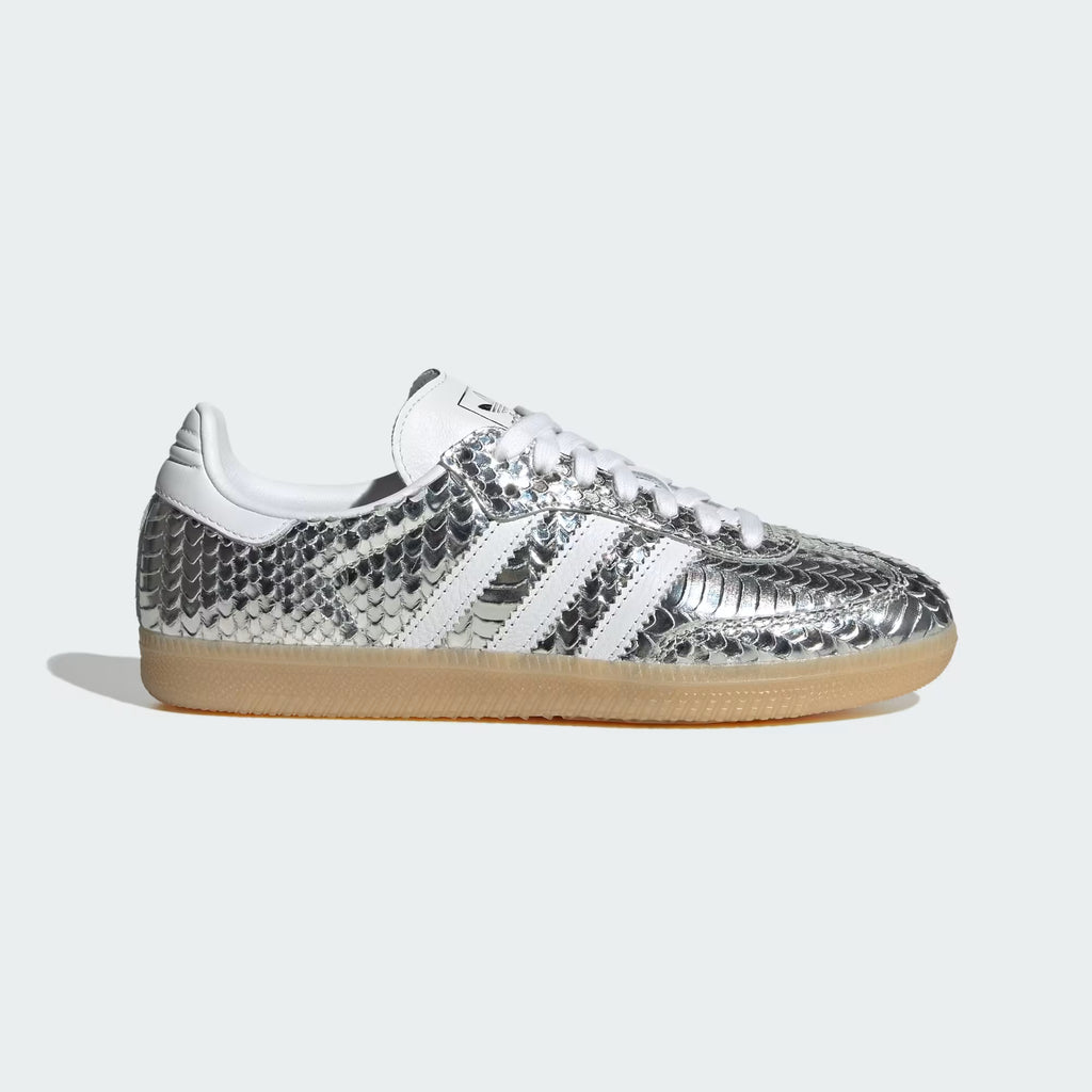 adidas Women's SAMBA OG Sneakers - Silver Metallic/Cloud White/Gum - 7
