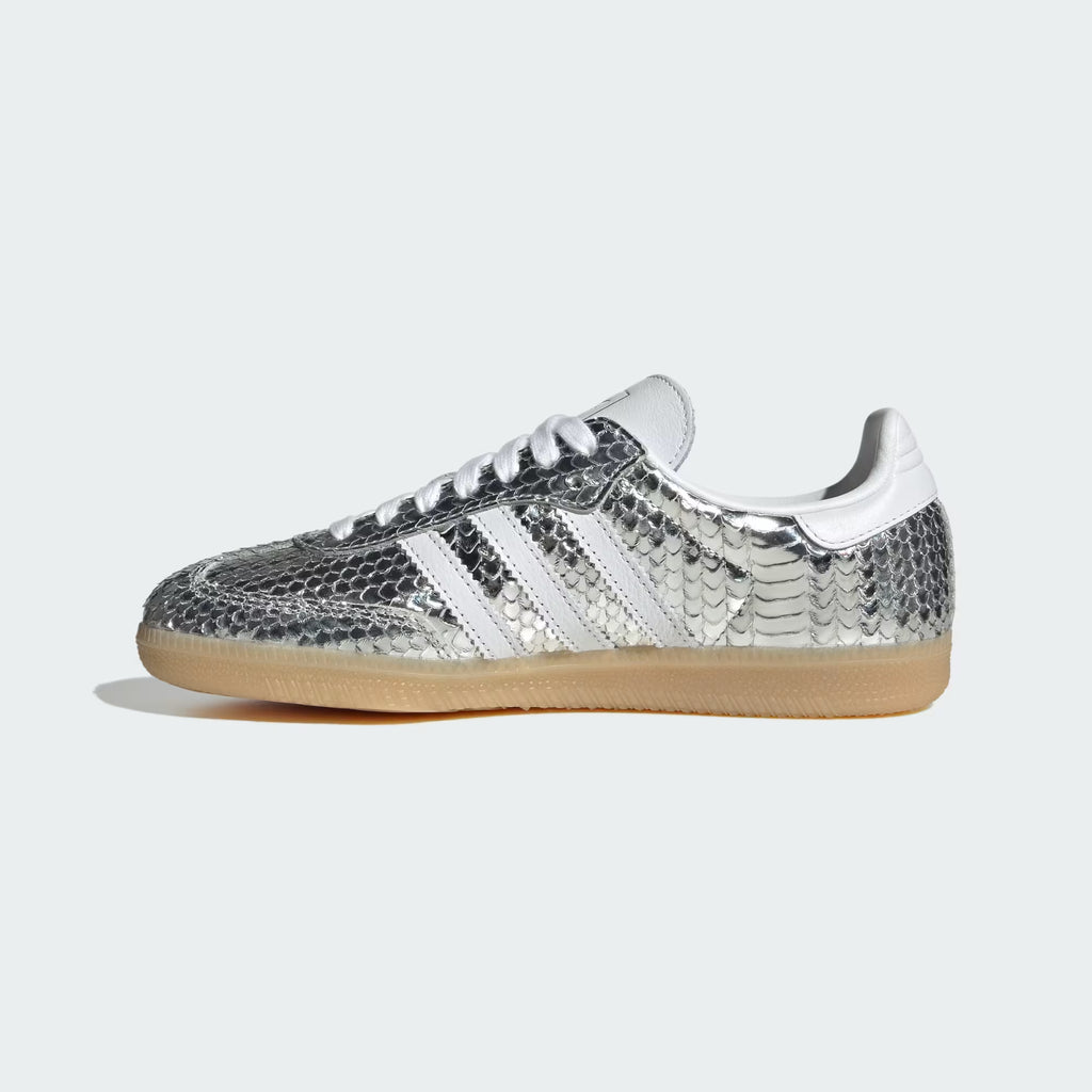 adidas Women's SAMBA OG Sneakers - Silver Metallic/Cloud White/Gum - 7