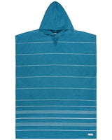 Classic Stripe Hooded Poncho Teal Blue