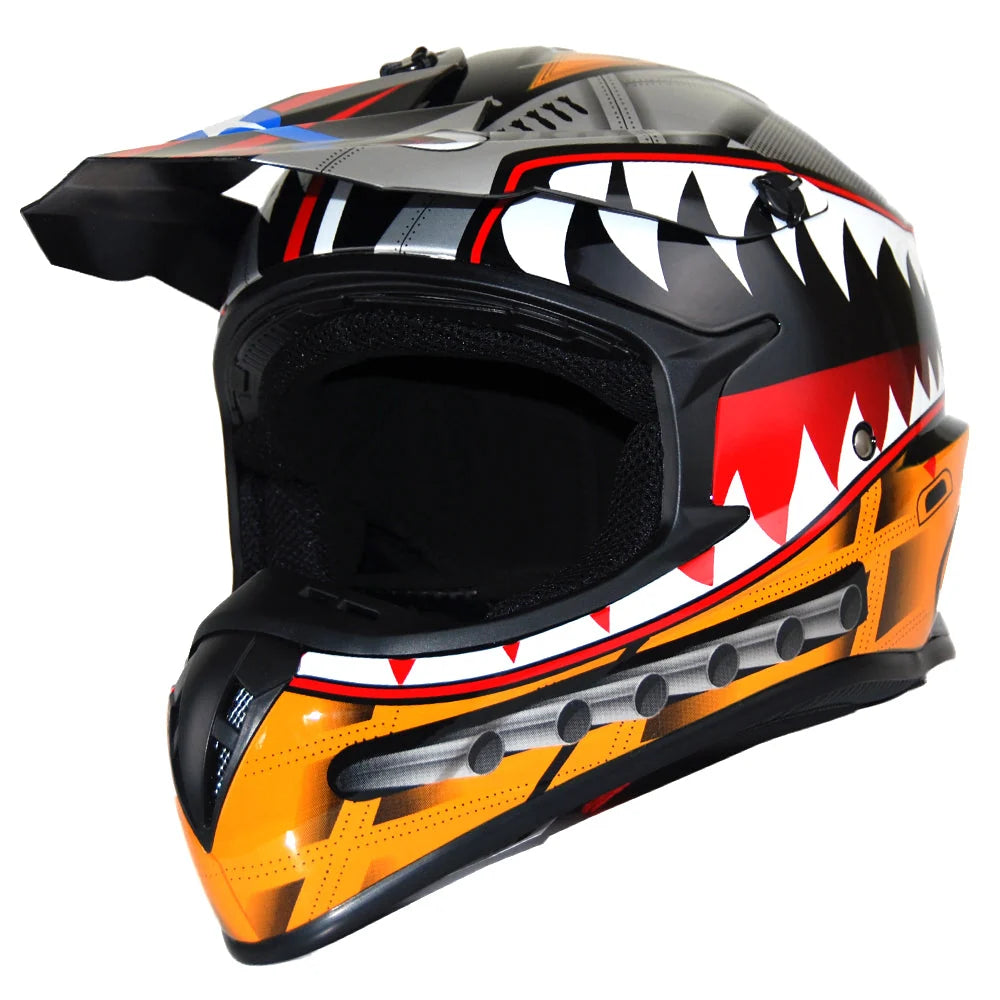 *1Storm Adult Motocross BMX MX ATV Dirt Bike Close Out Helmet, Shark Orange-Large