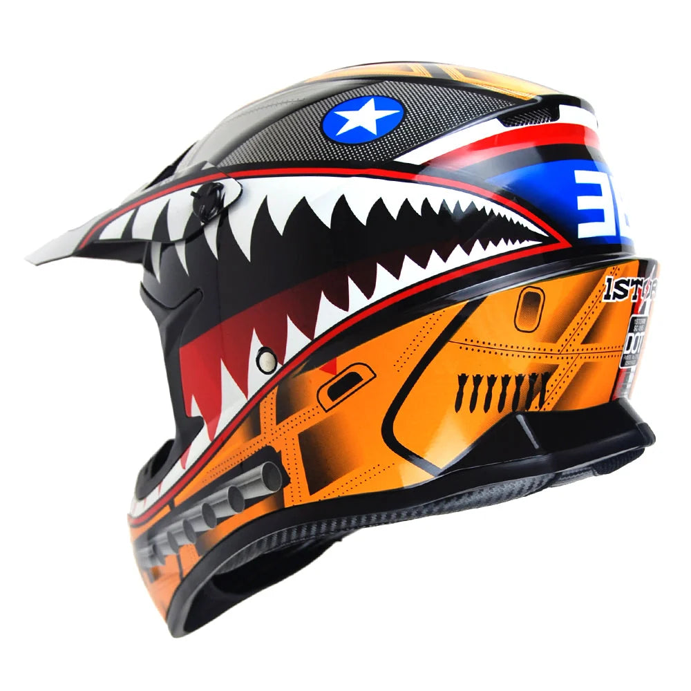 *1Storm Adult Motocross BMX MX ATV Dirt Bike Close Out Helmet, Shark Orange-Large