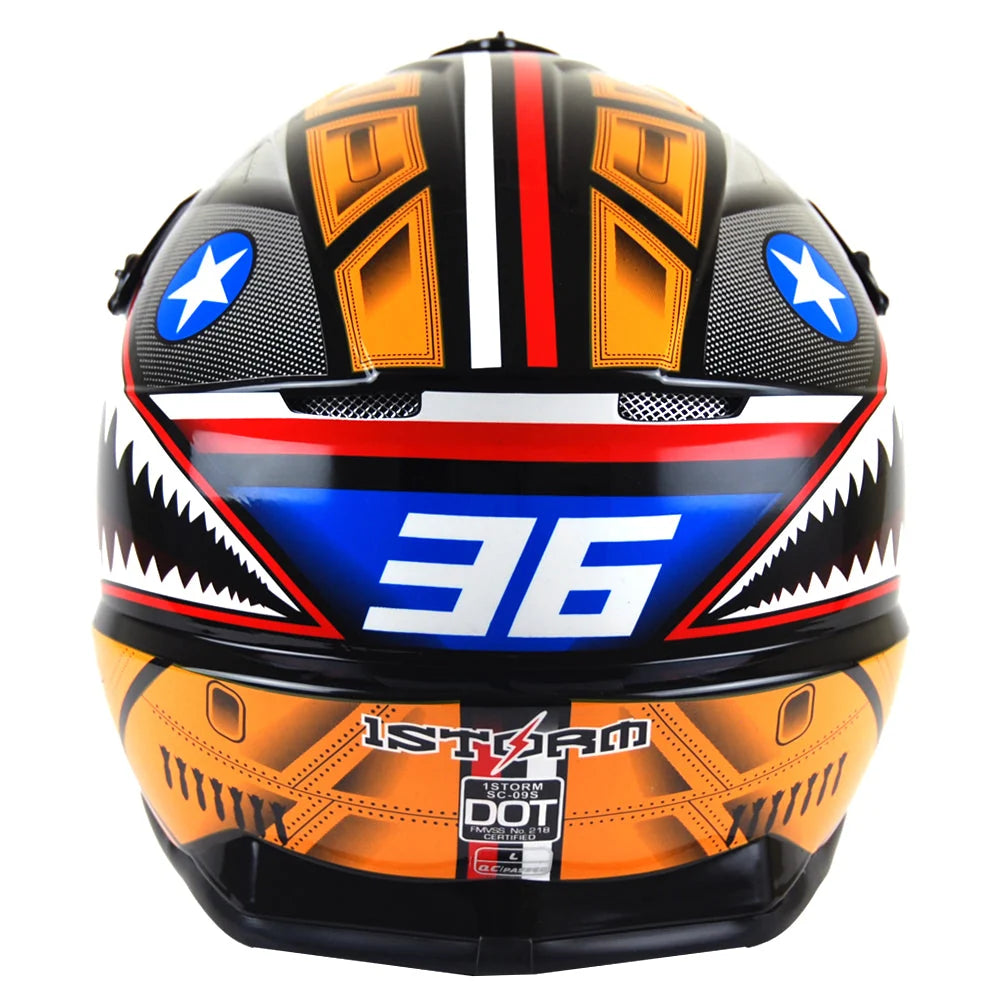 *1Storm Adult Motocross BMX MX ATV Dirt Bike Close Out Helmet, Shark Orange-Large