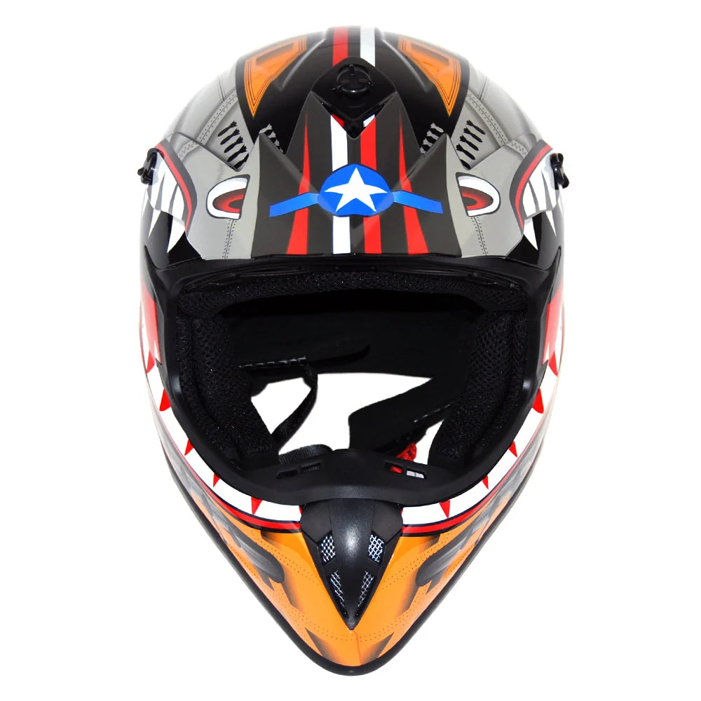 *1Storm Adult Motocross BMX MX ATV Dirt Bike Close Out Helmet, Shark Orange-Large