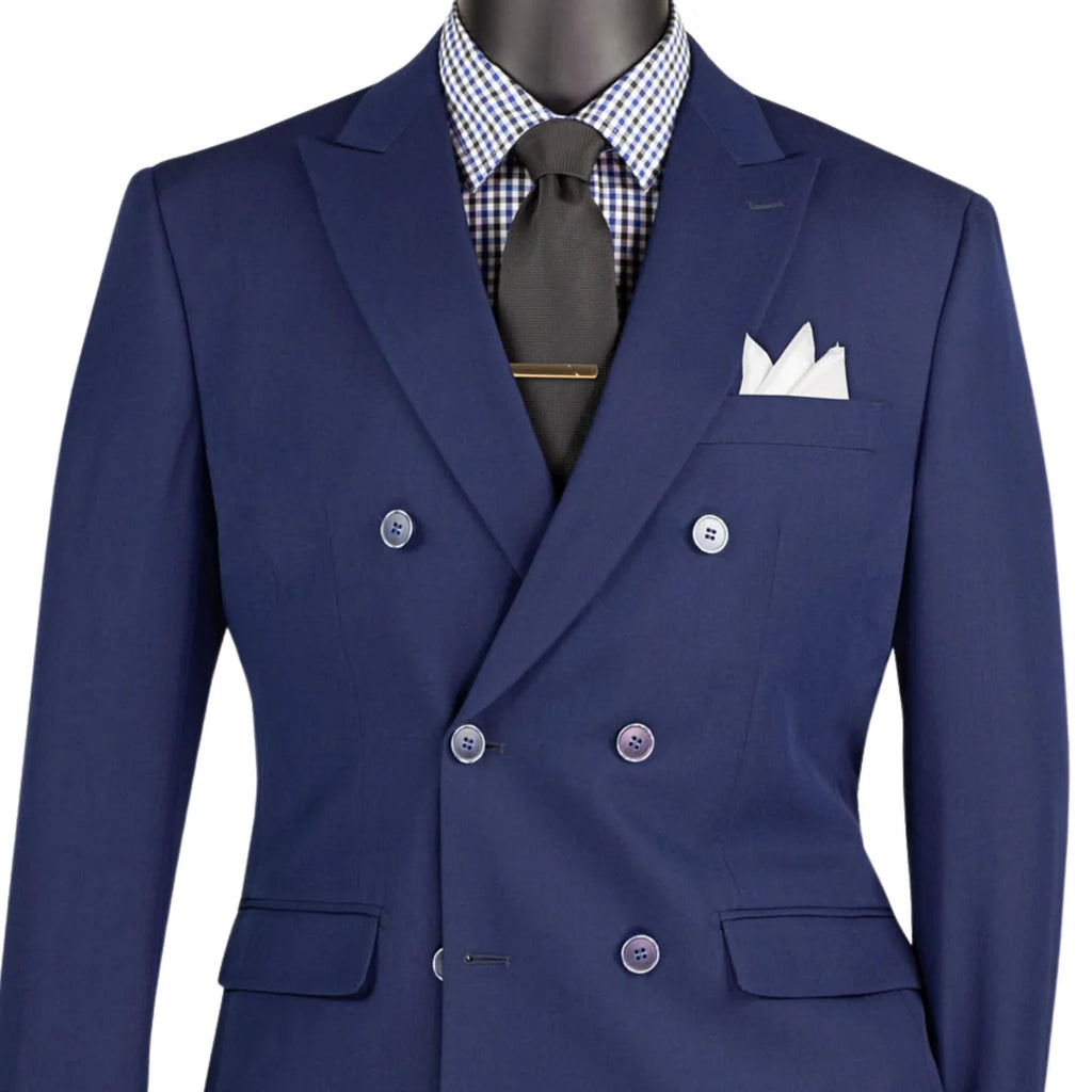 Vinci Philosophy - Slim Fit 2 Piece Suit with Adjustable Waistband, Navy (42R/36W)