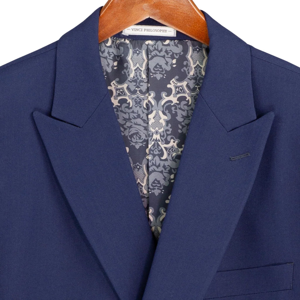 Vinci Philosophy - Slim Fit 2 Piece Suit with Adjustable Waistband, Navy (42R/36W)