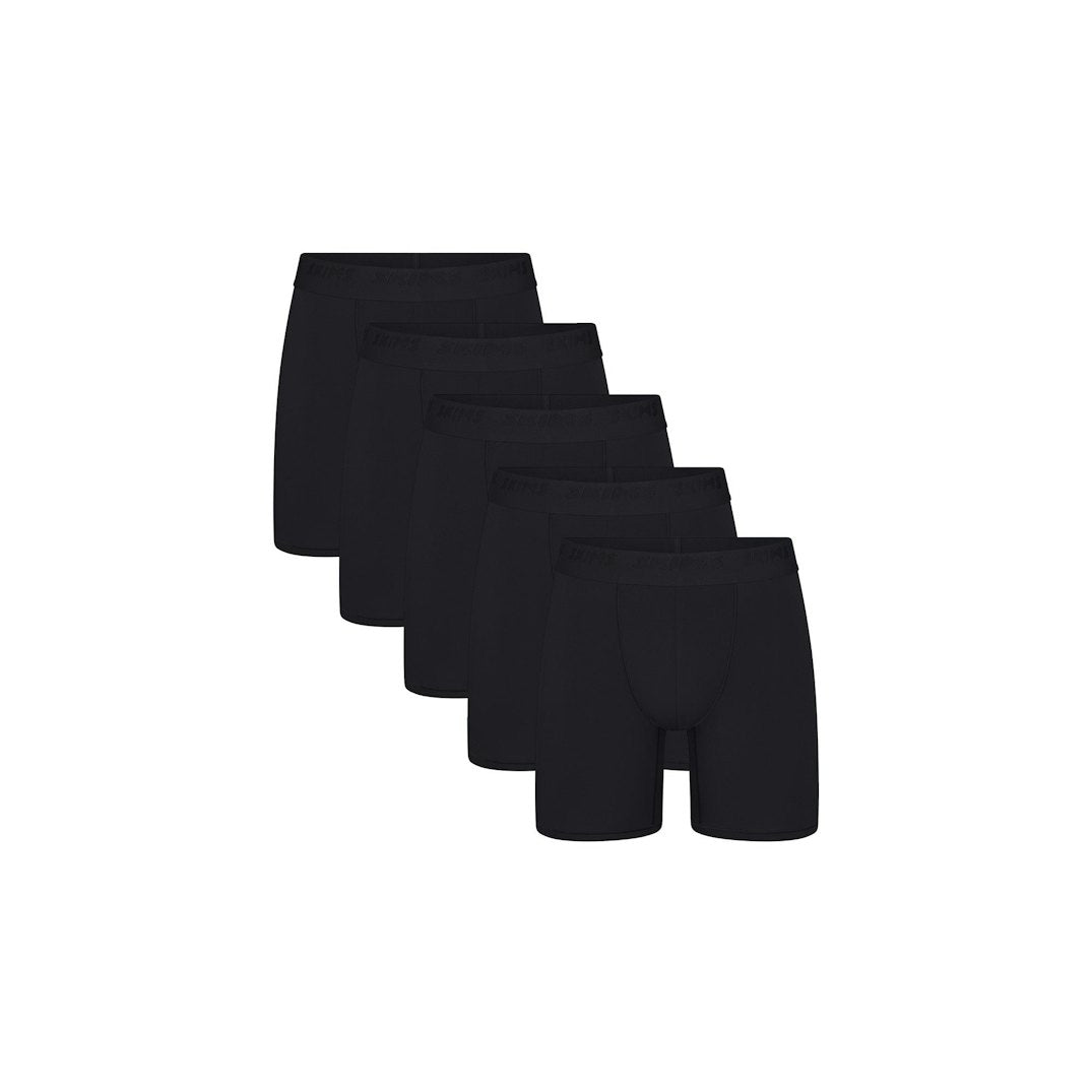 SKIMS- COTTON-MENS 5" BOXER BRIEF 5-PACK- ONYX- MED