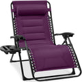 Oversized Padded Zero Gravity Chair, Folding Recliner w/ Headrest, Side Tray, Amethyst Purple