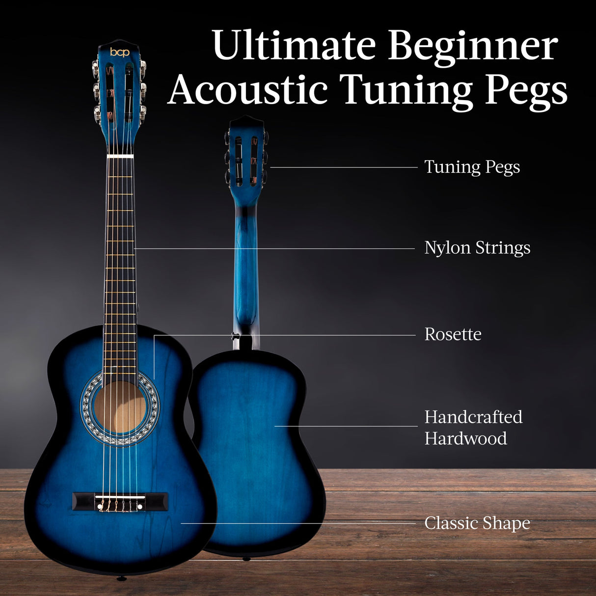 Kids Acoustic Guitar Beginner Starter Kit w/ Carrying Case - 30in- Walmart Blue