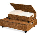 2 PC Water Hyacinth Nesting Underbed Storage Baskets- Chestnut  Natural  Chestnut