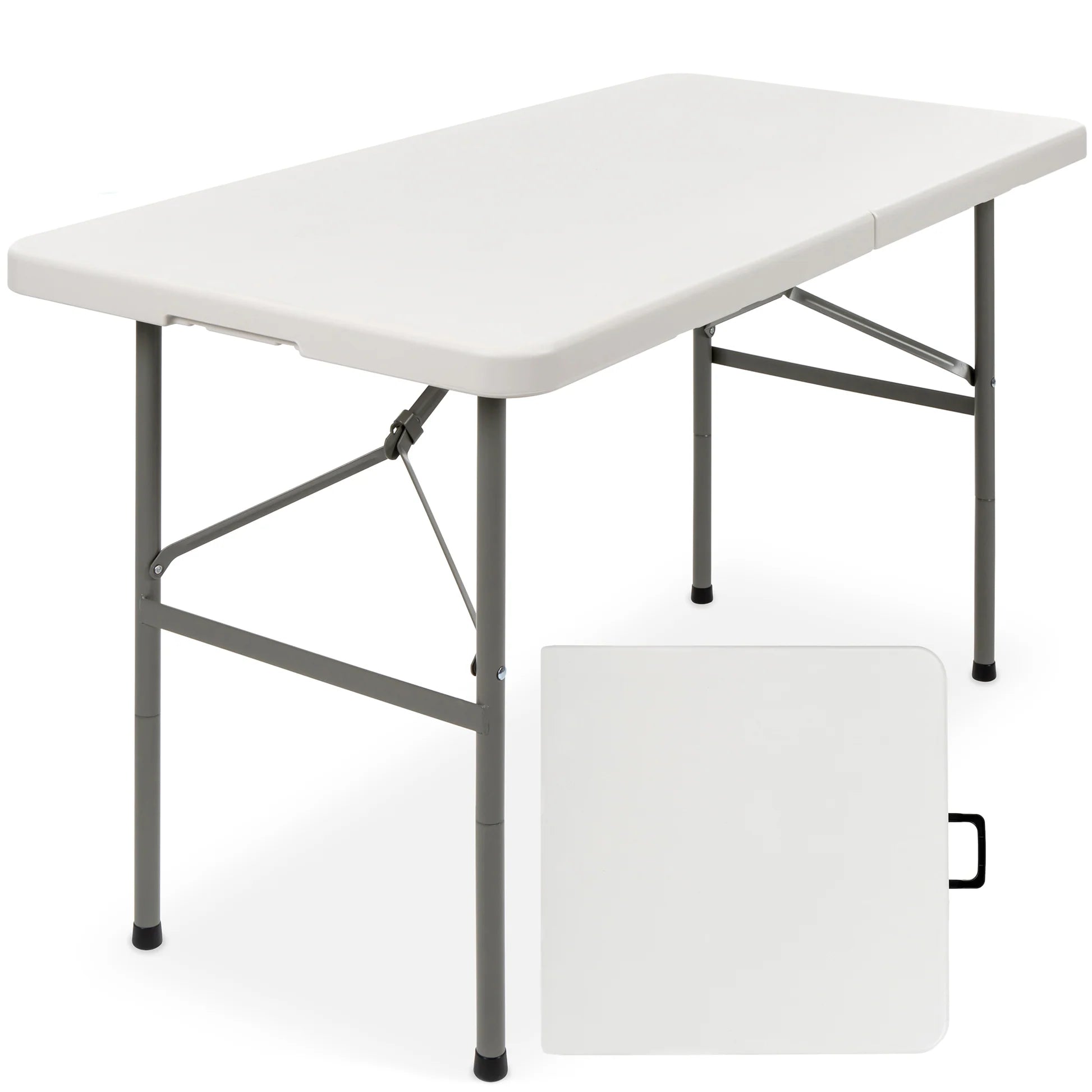 BCP Portable Folding Plastic Dining Table w/ Handle, Lock - 4ft