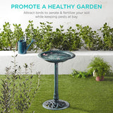 Vintage Outdoor Garden Bird Bath w/ Fleur-de-Lis Accents- Green