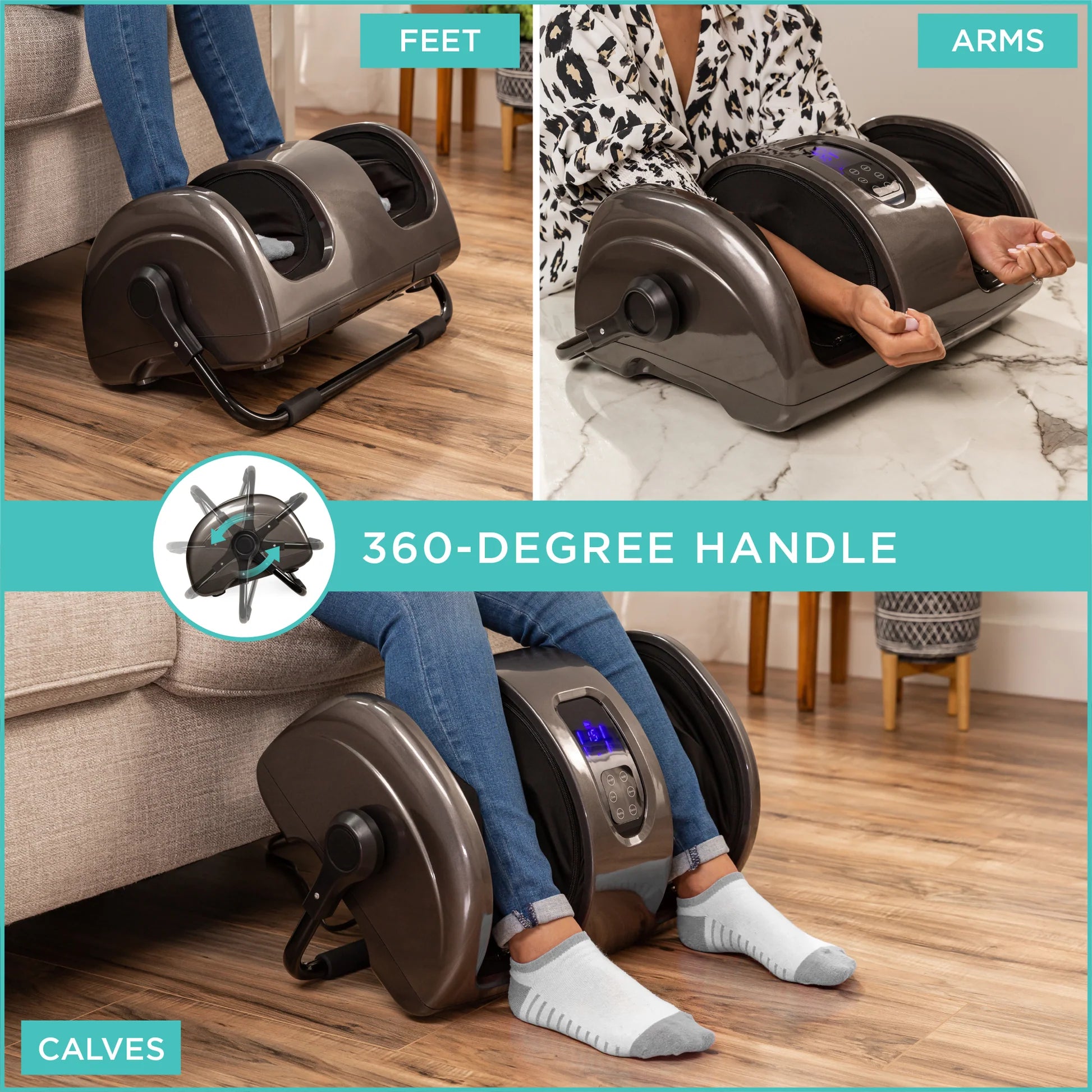 Reflexology Shiatsu Foot Massager w/ High-Intensity Rollers, Remote Control, Gray