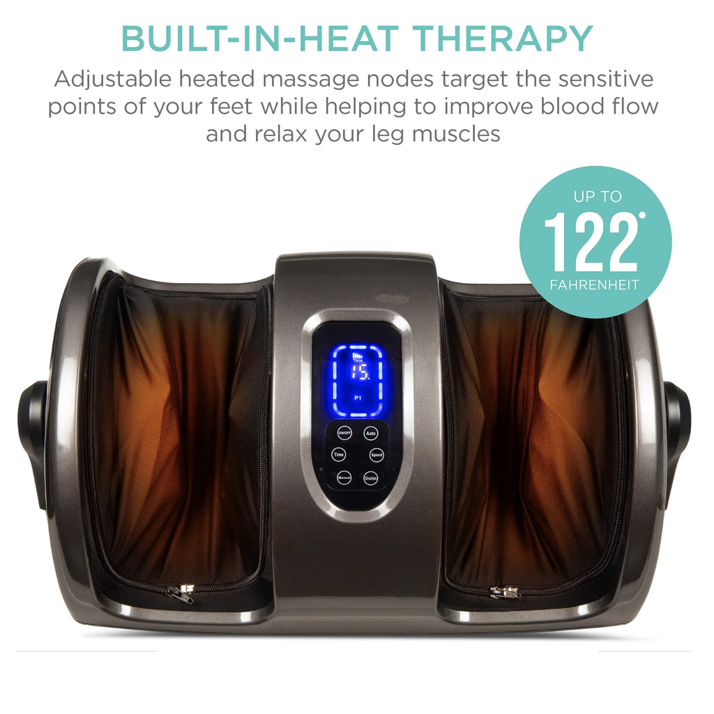 Reflexology Shiatsu Foot Massager w/ High-Intensity Rollers, Remote Control, Gray
