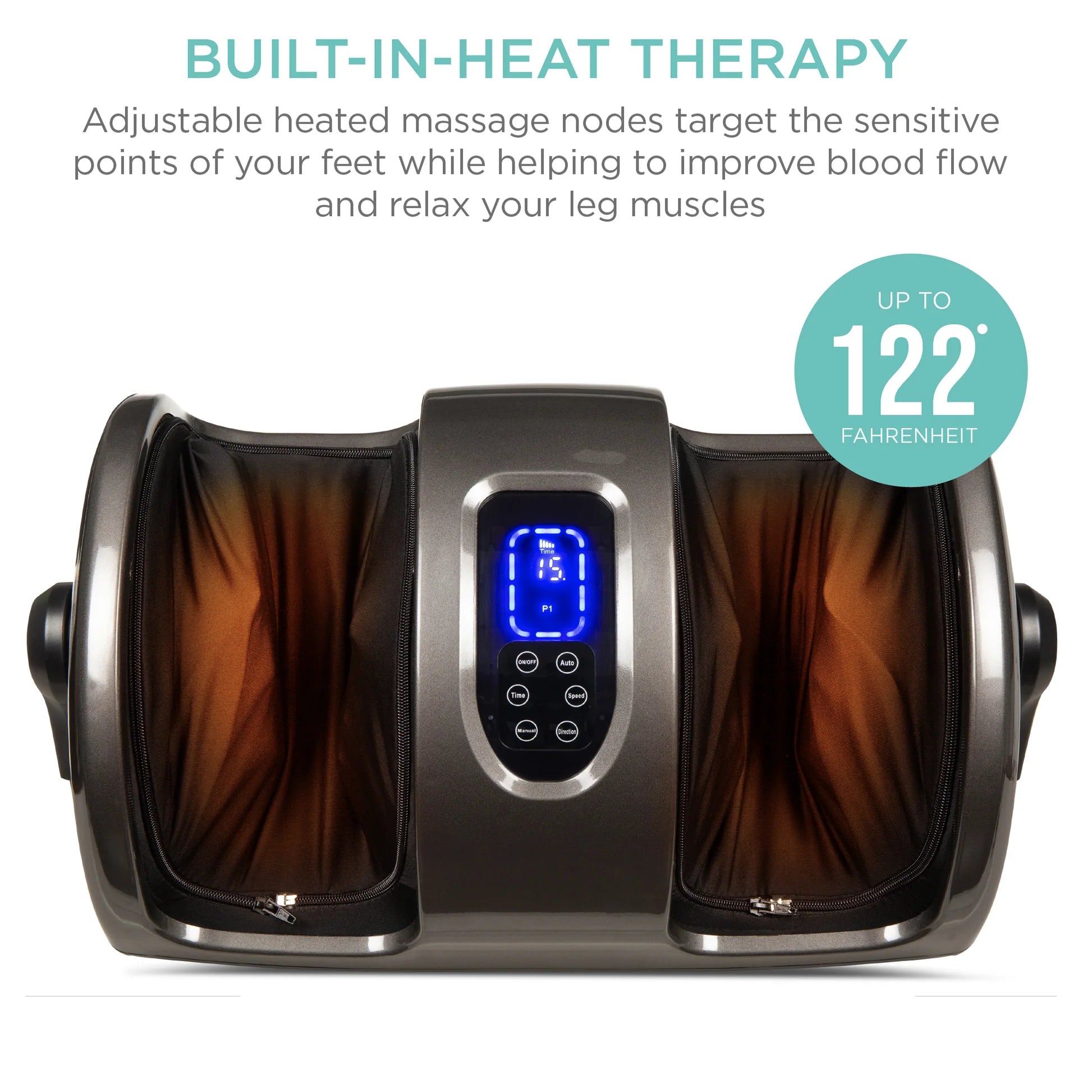 Reflexology Shiatsu Foot Massager w/ High-Intensity Rollers, Remote Control, Gray