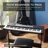 BCP 54-Key Beginners Electronic Keyboard Piano Set w/ Lighted Keys, LCD Screen