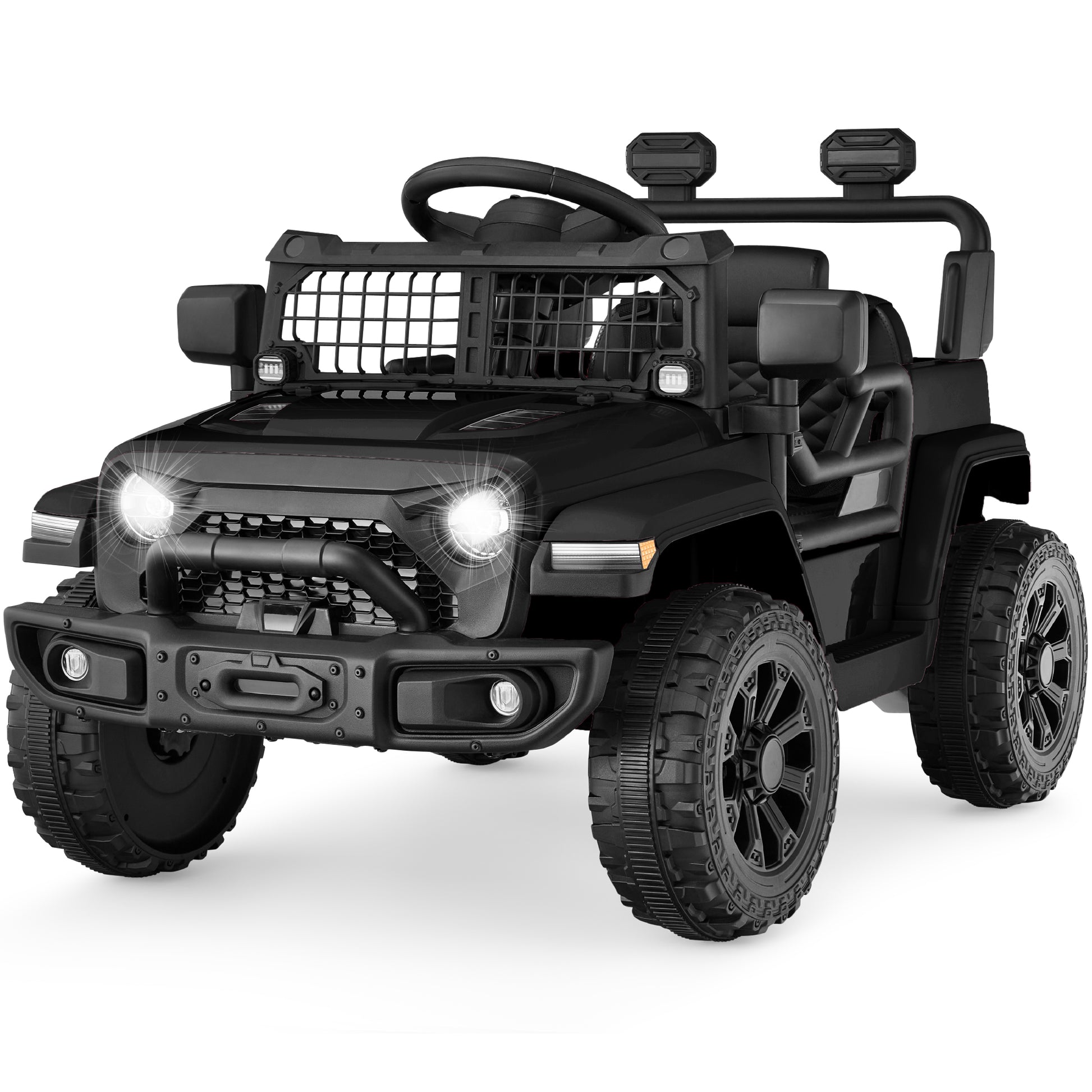 6V Kids Ride-On Truck Car w/ Parent Remote Control, 4-Wheel Suspension- Black