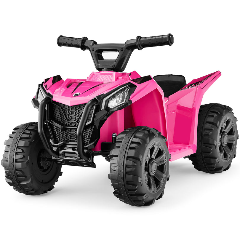6V Kids Ride-On 4-Wheeler Quad ATV Car w/ 1.8mph Max Speed, Treaded Tires- Hot Pink