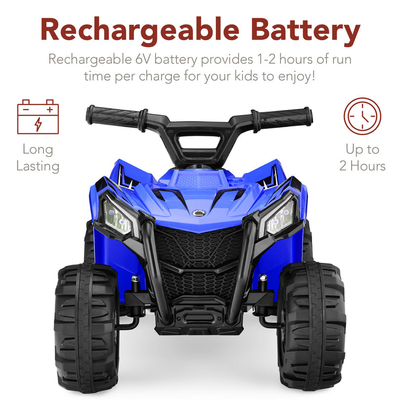 6V Kids Ride-On 4-Wheeler Quad ATV Car w/ 1.8mph Max Speed, Treaded Tires- Blue