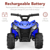 6V Kids Ride-On 4-Wheeler Quad ATV Car w/ 1.8mph Max Speed, Treaded Tires- Blue